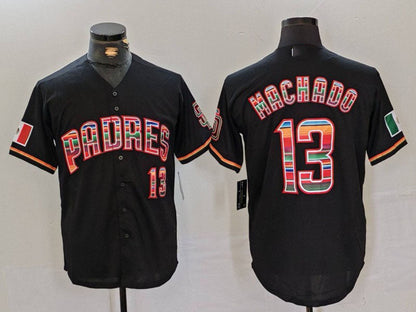 San Diego Padres #13 Manny Machado Black Mexico Cool Base Stitched Baseball Jersey - Main View