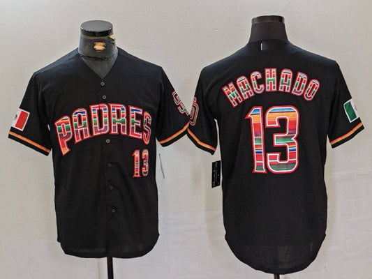 San Diego Padres #13 Manny Machado Black Mexico Cool Base Stitched Baseball Jersey - Main View