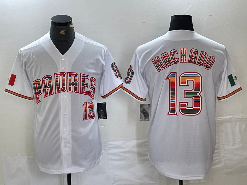 San Diego Padres #13 Manny Machado Mexico White Cool Base Stitched Baseball Jersey - Main View