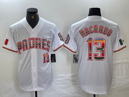 San Diego Padres #13 Manny Machado Mexico White Cool Base Stitched Baseball Jersey - Main View