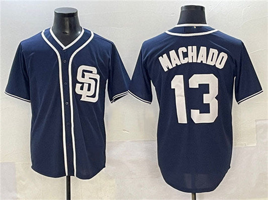 San Diego Padres #13 Manny Machado Navy Cool Base Stitched Baseball Jersey - Main View