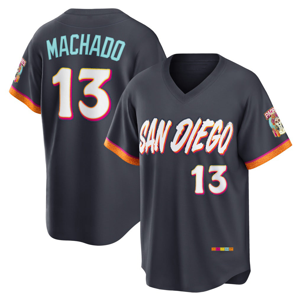 San Diego Padres #13 Manny Machado Obsidian 2026 City Connect Stadium Stitched Baseball Jersey - Main View