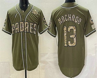 San Diego Padres #13 Manny Machado Olive 2026 Armed Forces Day Jersey - Main View