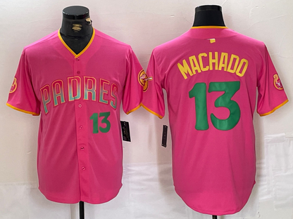 San Diego Padres #13 Manny Machado Pink Cool Base Stitched Baseball Jerseys - Main View