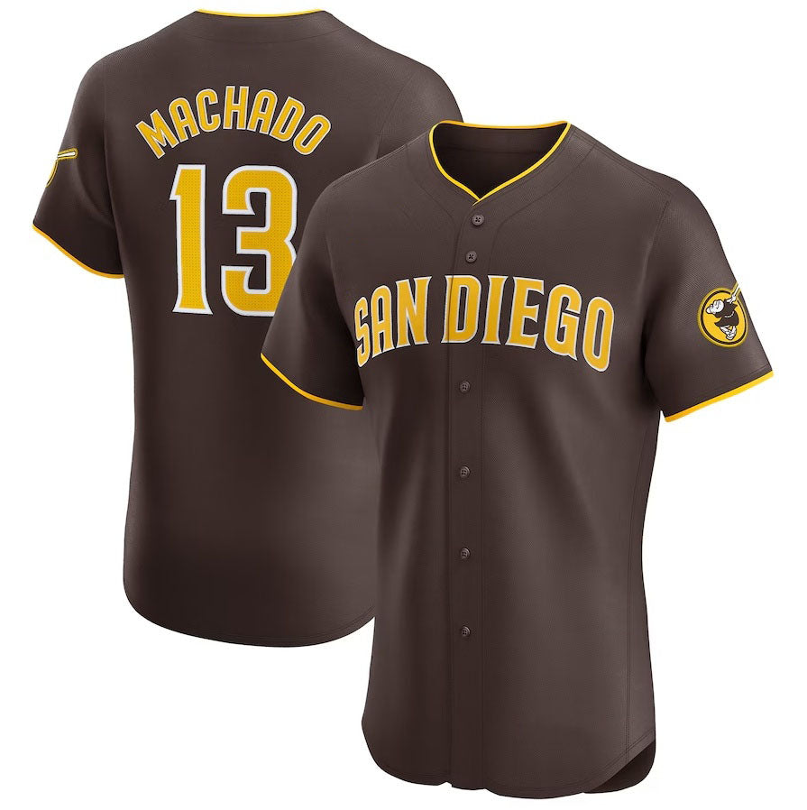 San Diego Padres #13 Manny Machado Road Elite Player Jersey - Brown Stitched Baseball Jersey - Main View