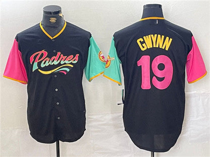 San Diego Padres #19 Tony Gwynn Black City Connect Cool Base Stitched Baseball Jersey - Main View