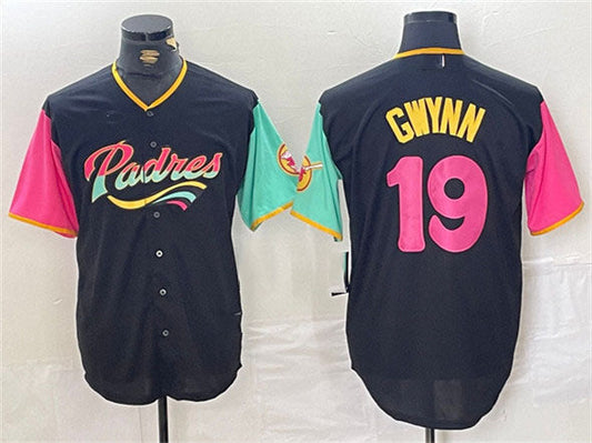 San Diego Padres #19 Tony Gwynn Black City Connect Cool Base Stitched Baseball Jersey - Main View