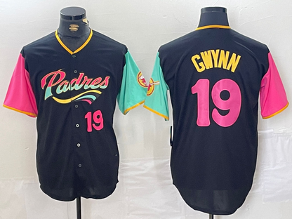 San Diego Padres #19 Tony Gwynn Black City Connect Cool Base Stitched Baseball Jerseys - Main View