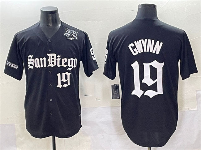 San Diego Padres #19 Tony Gwynn Black Gothic Edition Vapor Limited Stitched Baseball Jersey - Main View
