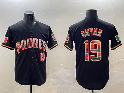 San Diego Padres #19 Tony Gwynn Black Mexico Cool Base Stitched Baseball Jersey - Main View