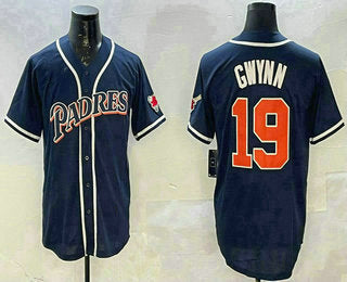San Diego Padres #19 Tony Gwynn Navy Blue Stitched Cool Base Baseball Jersey - Main View