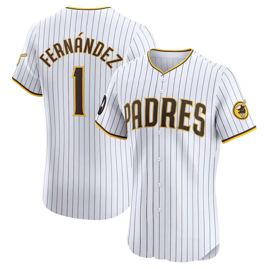 San Diego Padres #1 Tony Fernández Home Elite Sponsor Patch Player Jersey - White Stitched Baseball Jersey - Main View