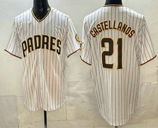 San Diego Padres #21 Nick Castellanos White Cool Base Stitched Baseball Jersey - Main View