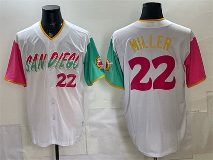 San Diego Padres #22 Mason Miller 2022 White City Connect Cool Base Stitched Baseball Jersey - Main View