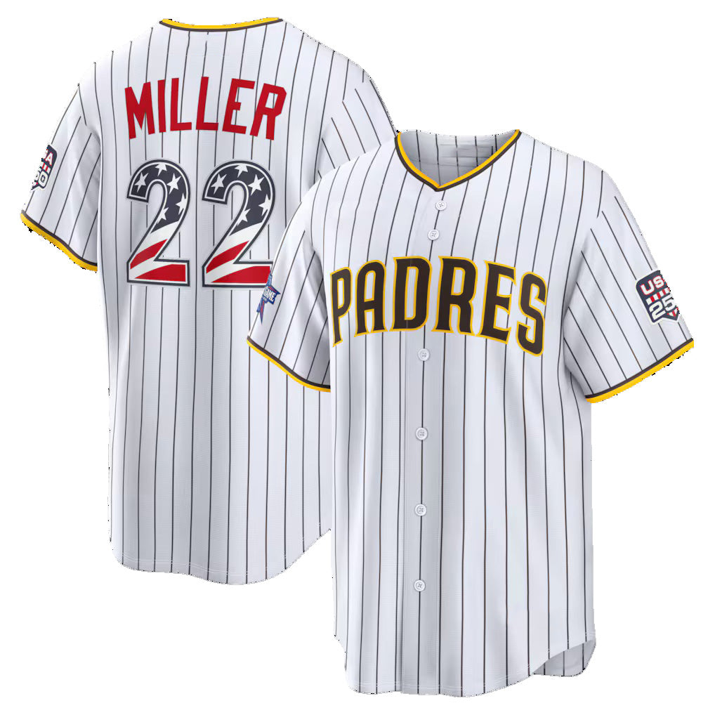 San Diego Padres #22 Mason Miller 2026 All-Star Edition Stars & Stripes  White Stadium Baseball Jersey - Main View