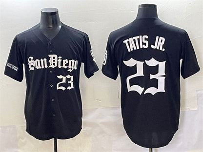 San Diego Padres #23 Fernando Tatis Jr. Black Gothic Edition Vapor Limited Stitched Baseball Jersey - Main View