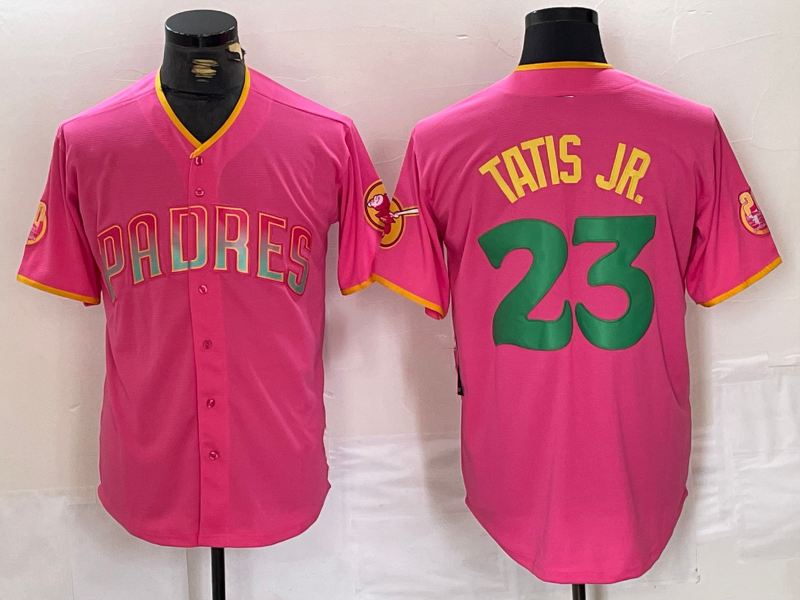 San Diego Padres #23 Fernando Tatis Jr. Pink Cool Base Stitched Baseball Jersey - Main View
