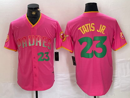 San Diego Padres #23 Fernando Tatis Jr. Pink Cool Base Stitched Baseball Jerseys - Main View