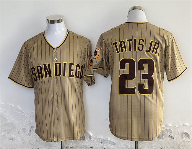 San Diego Padres #23 Fernando Tatis Jr. Tan Stitched Baseball Jersey - Main View