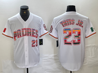 San Diego Padres #23 Fernando Tatis Jr Mexico White Cool Base Stitched Baseball Jersey - Main View