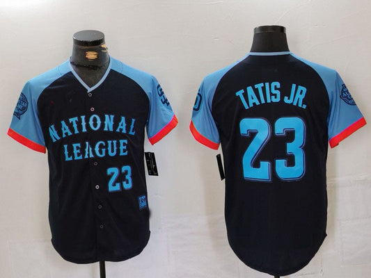 San Diego Padres #23 Fernando Tatis Jr Number Navy 2024 All Star Limited Stitched Baseball Jersey - Main View