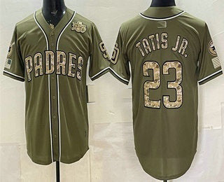 San Diego Padres #23 Fernando Tatis Jr Olive 2026 Armed Forces Day Jersey - Main View