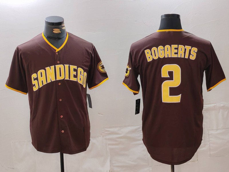 San Diego Padres #2 Xander Bogaerts Brown Cool Base Stitched Baseball Jersey - Main View