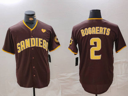 San Diego Padres #2 Xander Bogaerts Brown With PS Patch Cool Base Stitched Baseball Jersey - Main View