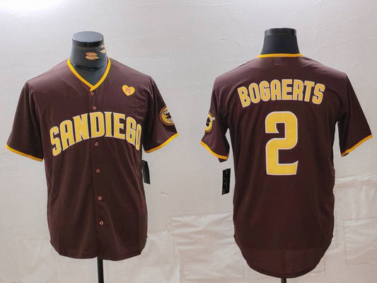 San Diego Padres #2 Xander Bogaerts Brown With PS Patch Cool Base Stitched Baseball Jersey - Main View