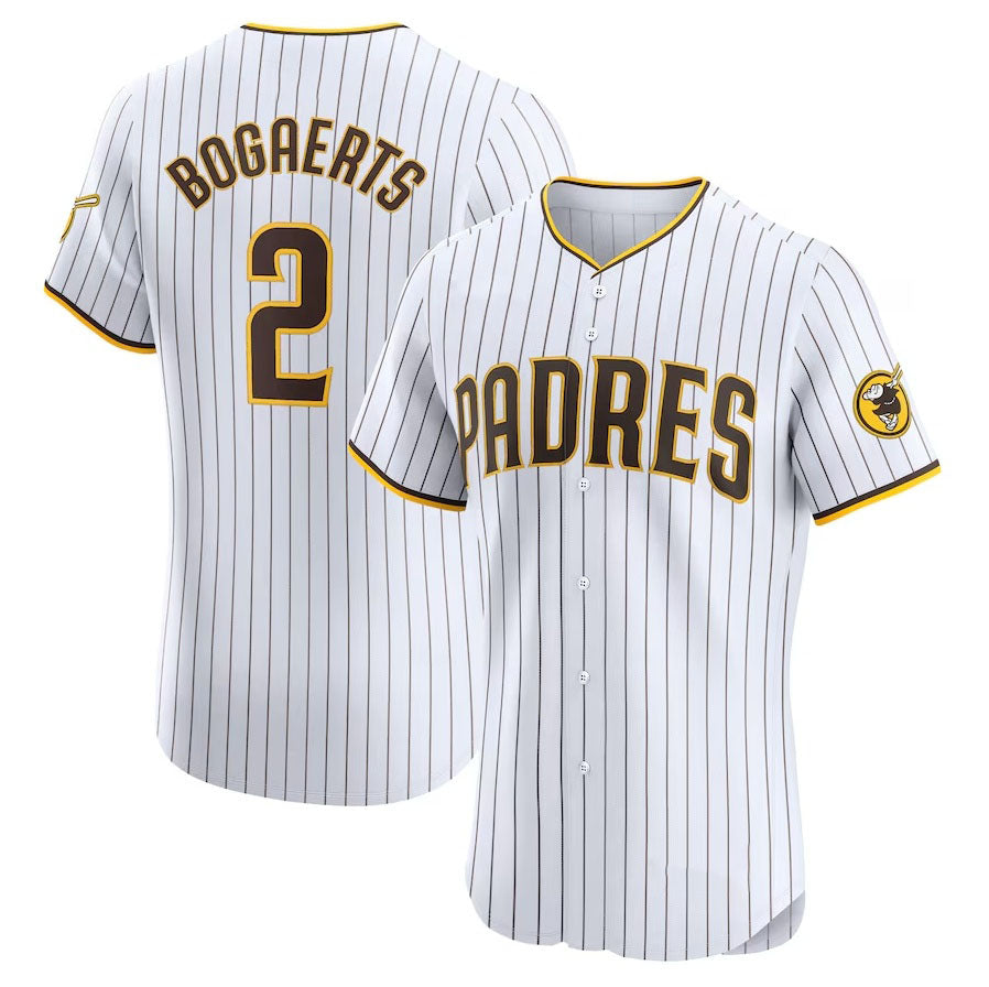 San Diego Padres #2 Xander Bogaerts Home Elite Jersey - White Stitched Baseball Jersey - Main View