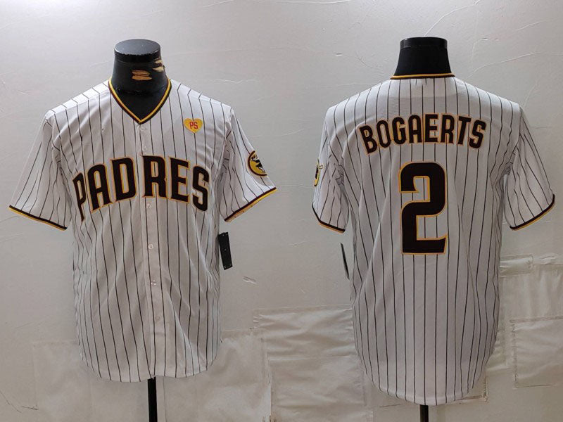 San Diego Padres #2 Xander Bogaerts White With PS Patch Cool Base Stitched Baseball Jersey - Main View