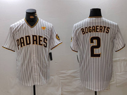 San Diego Padres #2 Xander Bogaerts White With PS Patch Cool Base Stitched Baseball Jersey - Main View