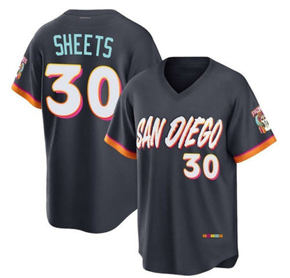 San Diego Padres #30 Gavin Sheets Obsidian 2026 City Connect Stadium Stitched Baseball Jersey - Main View