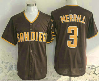 San Diego Padres #3 Jackson Merrill Brown Limited Stitched Baseball Jersey - Main View