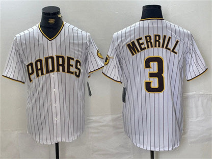 San Diego Padres #3 Jackson Merrill White Cool Base Stitched Baseball Jersey - Main View