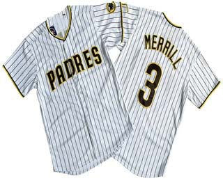 San Diego Padres #3 Jackson Merrill White Pinstripe Limited Stitched Baseball Jersey - Main View