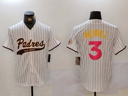 San Diego Padres #3 Jackson Merrill white Cool Base Stitched Baseball Jersey - Main View