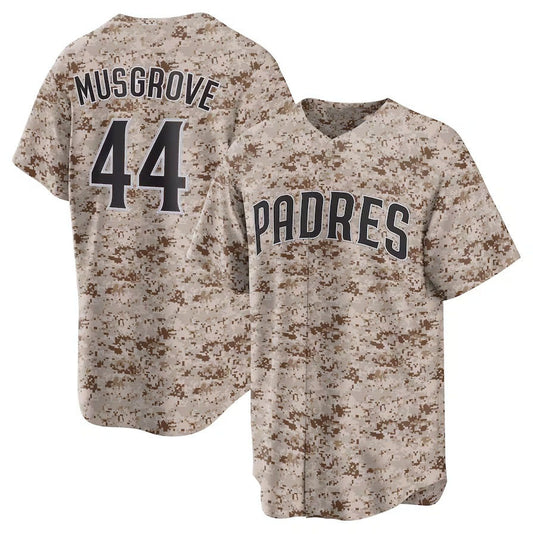 San Diego Padres #44 Joe Musgrove USMC Alternate Replica Player Jersey - Camo Stitched Baseball Jersey - Main View