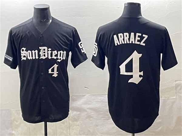 San Diego Padres #4 Luis Arraez Black Gothic Edition Vapor Limited Stitched Baseball Jersey - Main View