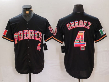 San Diego Padres #4 Luis Arraez Black Mexico Cool Base Stitched Baseball Jersey - Main View
