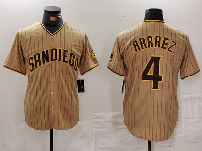 San Diego Padres #4 Luis Arraez Tan Cool Base Stitched Baseball Jersey - Main View