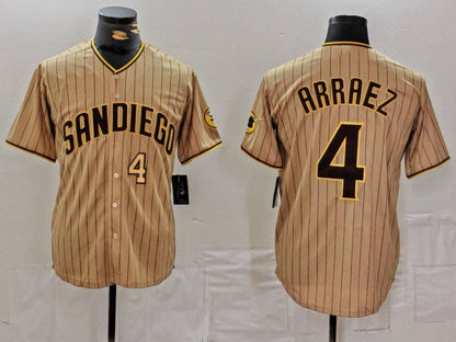 San Diego Padres #4 Luis Arraez Tan Cool Base Stitched Baseball Jersey - Main View