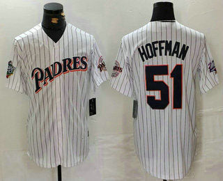 San Diego Padres #51 Trevor Hoffman White Pinstripe Baseball Jerseys - Main View