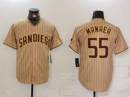 San Diego Padres #55 Sean Manaea Khaki Cool Base Stitched Baseball Jersey - Main View