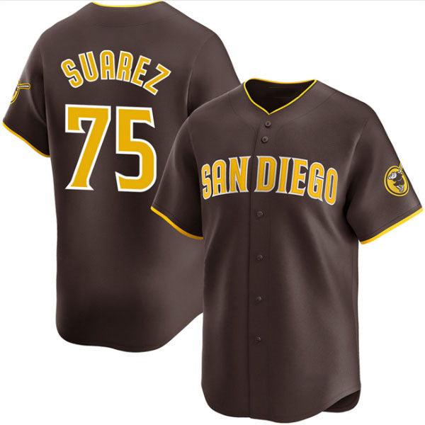 San Diego Padres #75 Robert Suarez Brown 2024 Away Limited Stitched Baseball Jersey - Main View