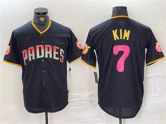 San Diego Padres #7 Ha-Seong Kim Black Cool Base Stitched Baseball Jersey - Main View