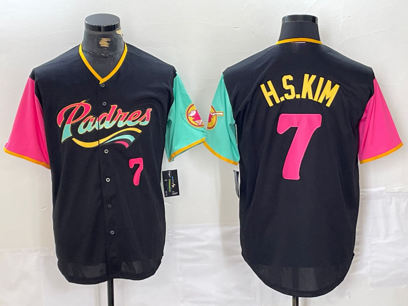 San Diego Padres #7 Ha Seong Kim Number Black NEW 2023 City Connect Cool Base Stitched Baseball Jerseys - Main View