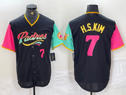 San Diego Padres #7 Ha Seong Kim Number Black NEW 2023 City Connect Cool Base Stitched Baseball Jerseys - Main View