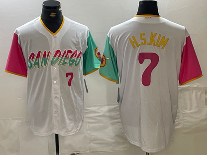 San Diego Padres #7 Ha Seong Kim Number White 2023 City Connect Cool Base Stitched Baseball Jersey - Main View