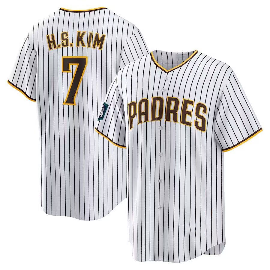 San Diego Padres #7 Ha Seong Kim White Stitched Cool Base White Baseball Jersey - Main View